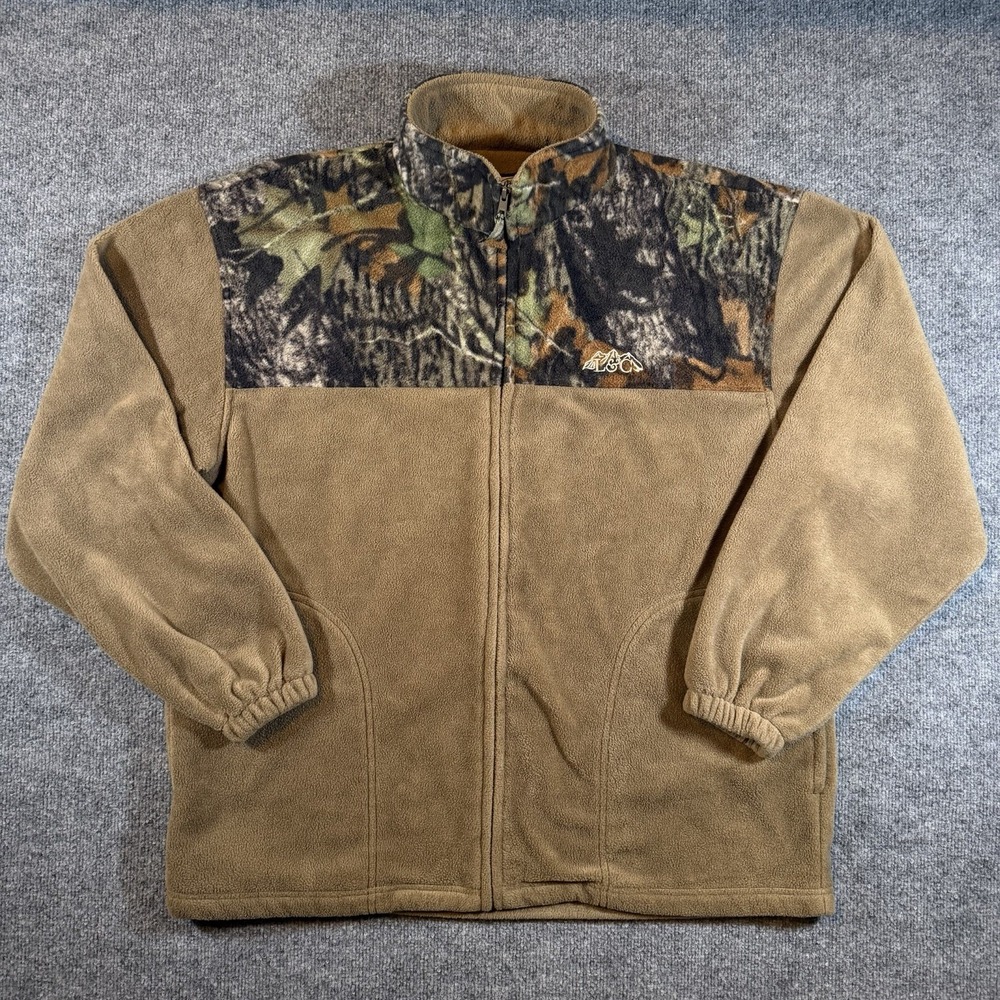 Lewis & Clark Outdoors Brown Camouflage Camo Fleece Zip Up Jacket Men's XL